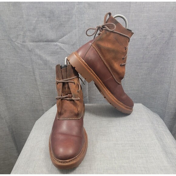 Clarks Trace Dusk Mens Chelsea Boot Lace-Up Brown Leather Suede SZ 11m US 10UK